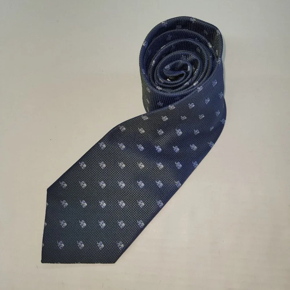 Viva Silk Tie Mens Necktie Silk Handmade All‎ Over Elephant Print On Grey